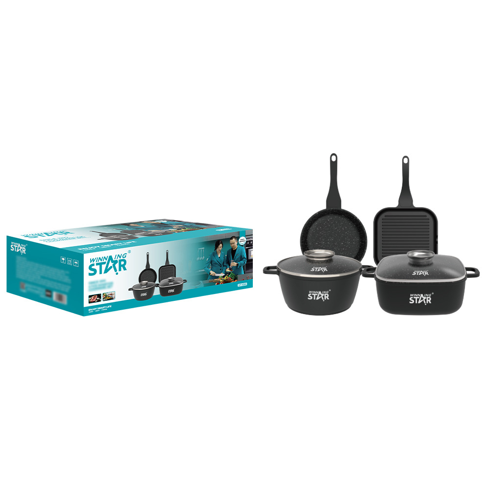 Winningstar olla de cocina especial transfronteriza, arroz frito, olla caliente, agua hirviendo, sartén antiadherente multifuncional, Juego de 4 piezas