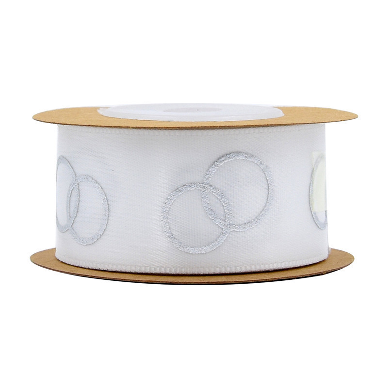 Transfronterizos seda estampada cinta de poliéster decoración de boda embalaje de regalo impresión plumas amorosa cinta de pez 5 metros