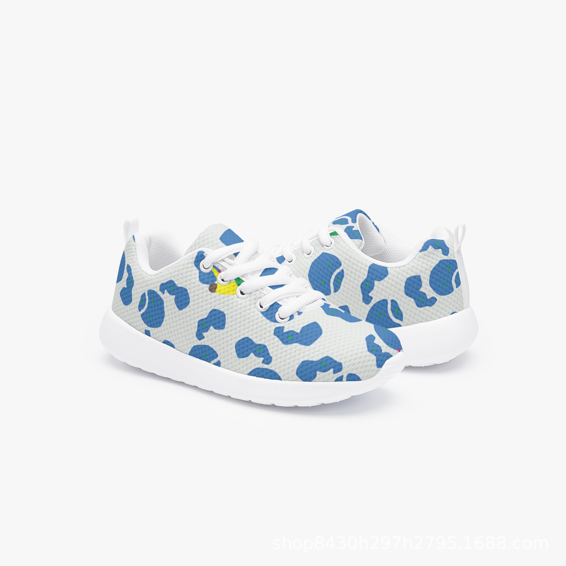 跨境新款低帮儿童网面透气运动鞋印花休闲鞋来图定 制一件代发