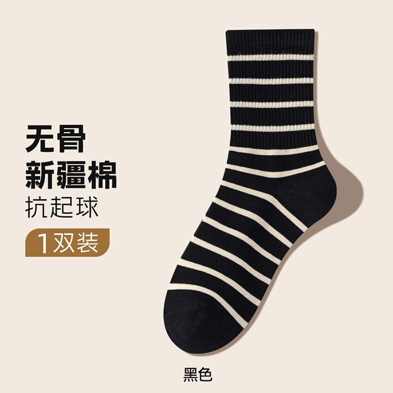 诸暨袜子纯棉女抑菌防臭木耳边堆堆袜松口不勒脚中筒袜抗起球女袜|undefined