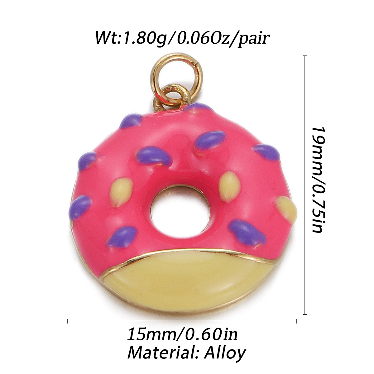 4g Weight Pendant Jewelry Making Type Gold Plated Plating Material Zircon Inlay Material 1 Piece Quantity Holiday Occasion Copper Material Donuts Pattern Women's Gender Enamel Design Simple Style Style 1 Piece Copper Zircon Gold Plated Donuts Pendant 3