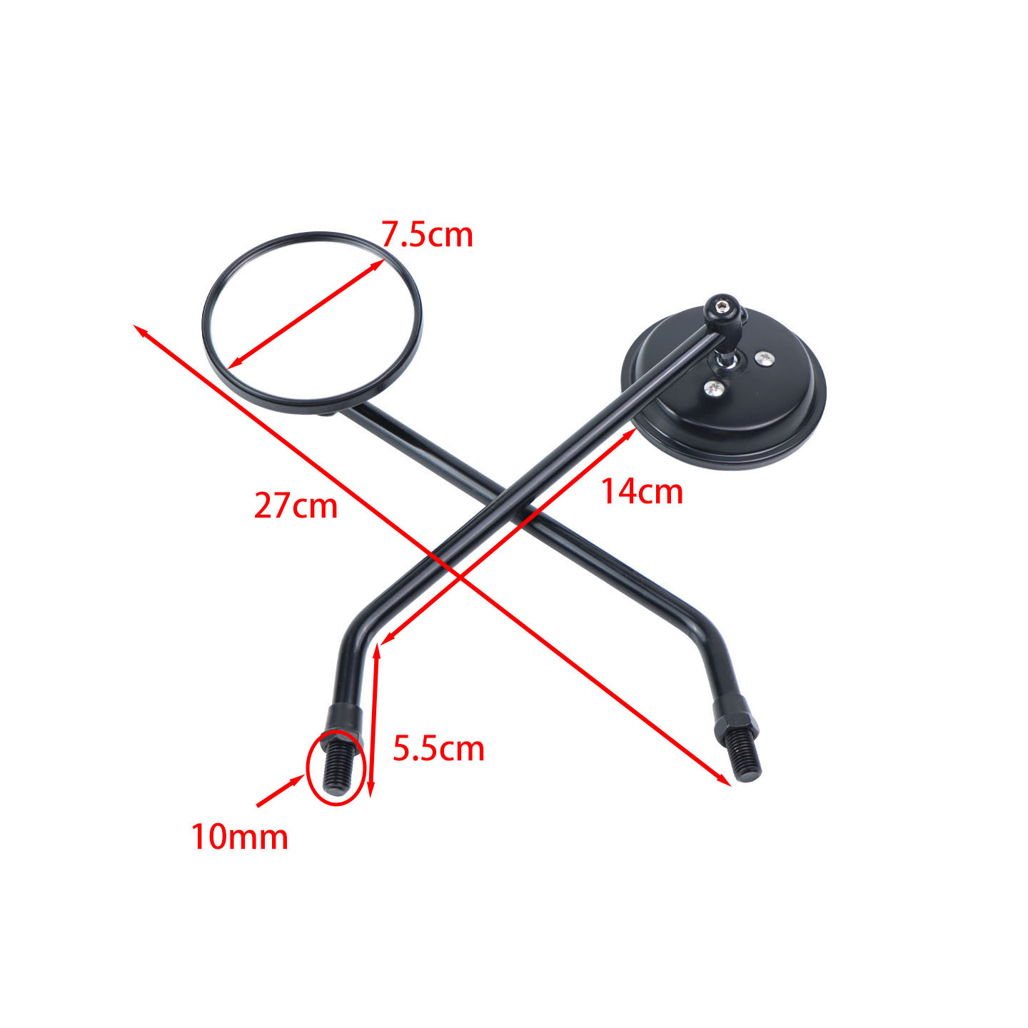 Cross-Border Small Round Electric Scooter Accessories Retro Full Metal Round Extended Bar Rearview Mirror Bicycle Mirror