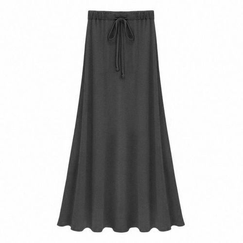Women's Spring and Autumn High-Waisted Medium-Length Elegant Grey Draping A-Line Large Swing Skirt