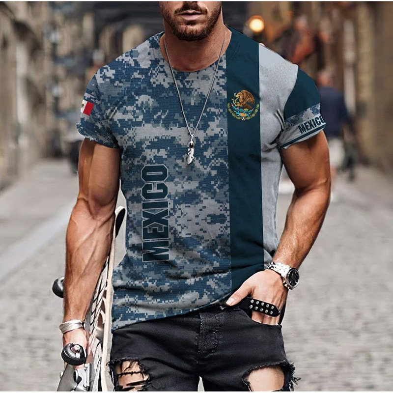 MEXICO Summer Men's T-shirt Jersey Mexican Football Shirt Fashion O Collar Pullover Large Size Loose T-shirt