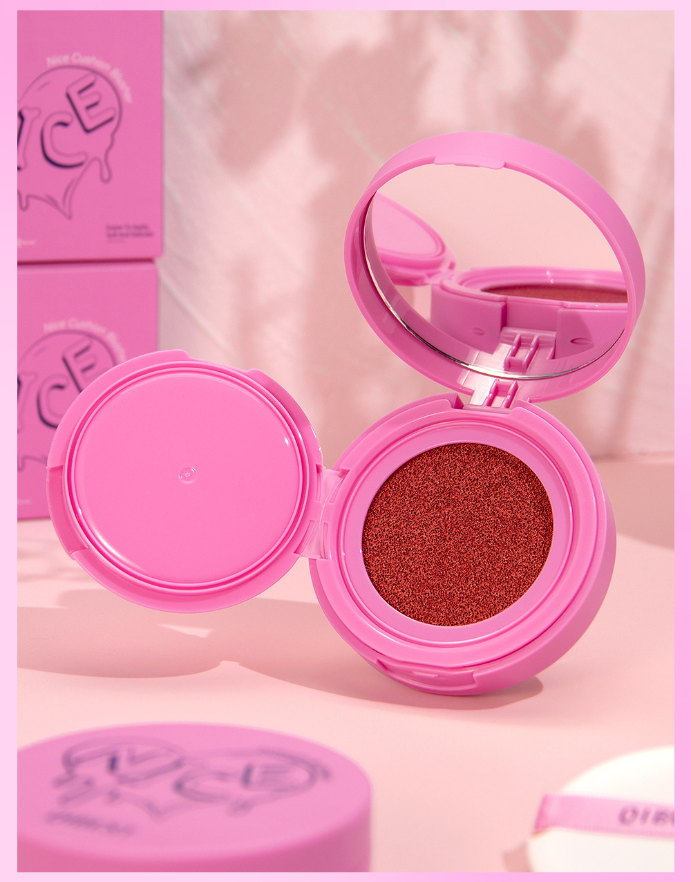 QIBEST Cushion Blush matte naturally brightens rosy complexion, nude blush liquid contouring facial makeup undefined