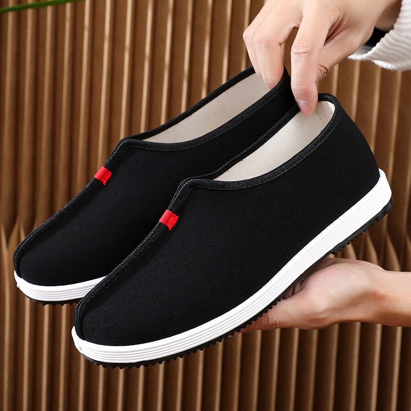 Old Beijing Cloth Shoes, Retro Soft-Soled Non-Slip Men's Shoes, Middle-Aged and Elderly Comfortable Breathable Casual Cloth Shoes, Dad Walking Shoes