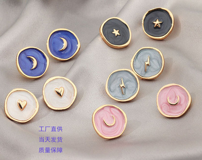 欧美热卖耳环批发新款时尚合金爱心月亮耳钉闪电滴油耳环饰品女 欧美热卖耳环批发新款时尚合金爱心月亮耳钉闪电滴油耳环饰品女