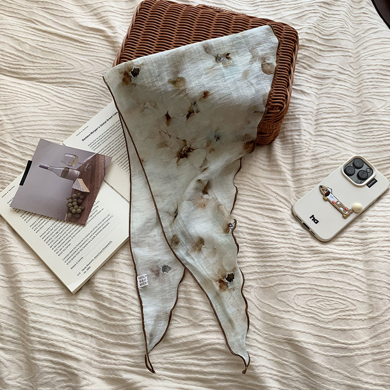 Bufanda triangular, babero, moda femenina, verano, protector solar, pañuelo, pañuelo, estilo antiguo, cinturón para el cabello, protección para el cuello, bufanda de seda pequeña al por mayor