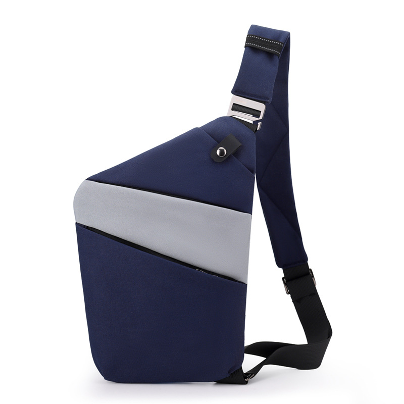 Dark blue with gray right shoulder