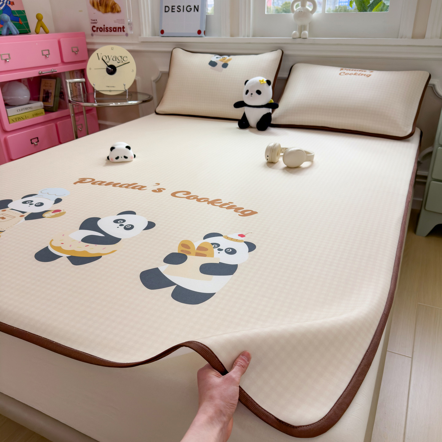 Verano sensación fría alfombra de hielo para dormir desnudo grado madre y niño caricatura lavable con máquina alfombra de hielo de aire acondicionado de tres piezas alfombra suave