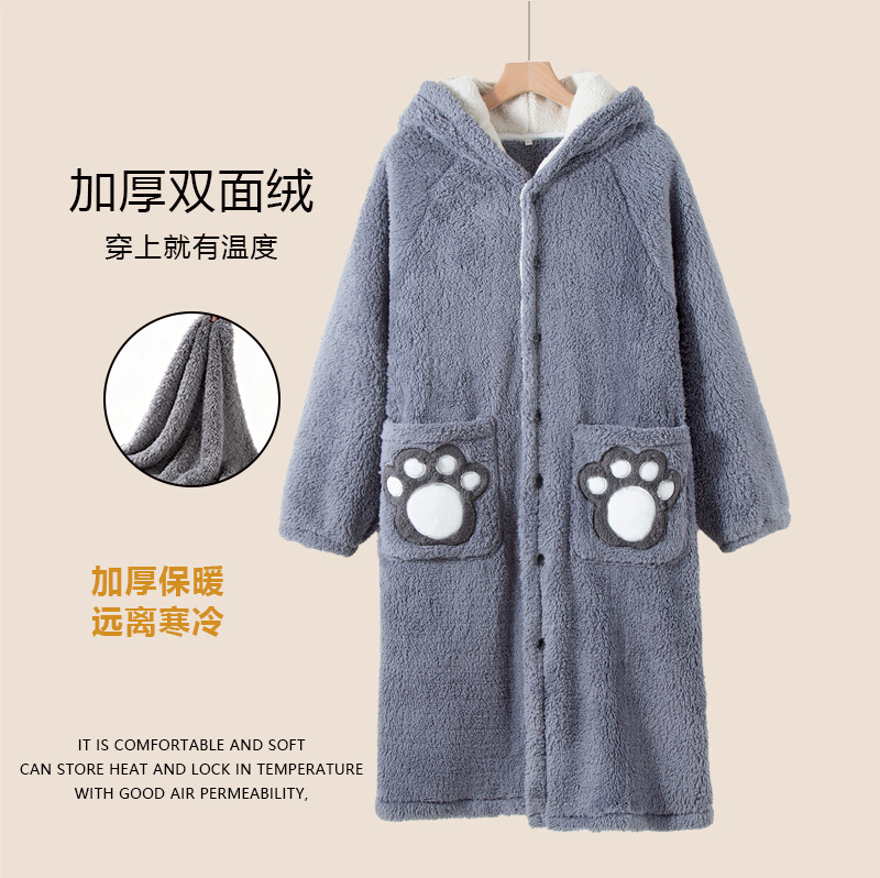 Men's Pajamas for Autumn and Winter, Fleece-Lined and Thickened, 2025 New Style, Double-Sided Flannel Robe, Loungewear That Can Be Worn Outside