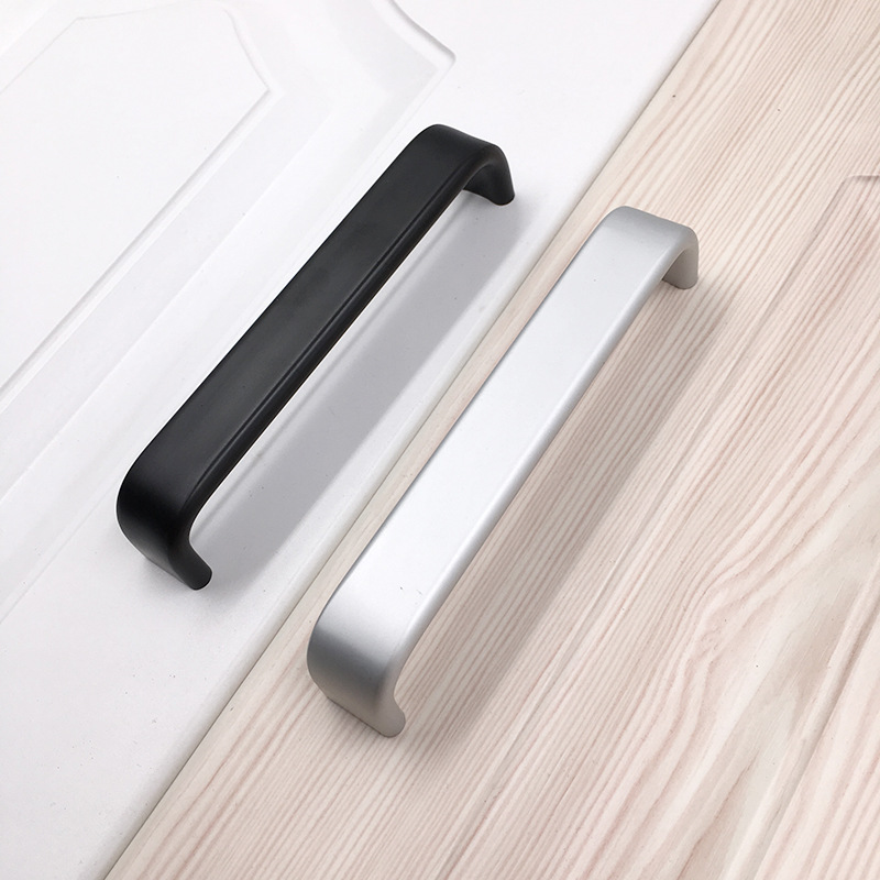 Área sólida de aluminio espacio armario puerta de armario cajón negro moderno simple muebles de hardware mango pequeño mango