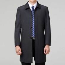 2025秋冬羊毛风衣外套男中长款中年男士爸爸男装商务休闲毛料大衣