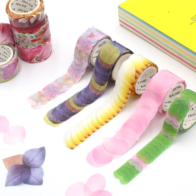 200 Pieces of Japanese Flower and Paper Tape Collage Petals Stickers Diary Photo Album DIY Decorative Material Stickers