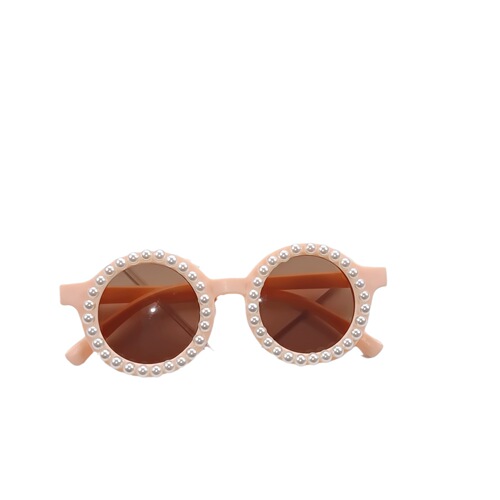 New Pearl-Studded Children's Sunglasses for Girls, Cute Baby Handmade Round Aviator Sunglasses for Boys, UV Protection