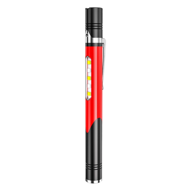 Nueva lámpara de la pluma portátil LED de luz blanca amarilla de doble fuente de luz mini linterna batería incorporada de carga USB con titular de la pluma