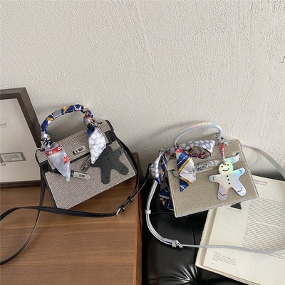 网红ins水钻包真皮凯莉包女高级blingbling闪钻手提包单肩斜挎包|ms