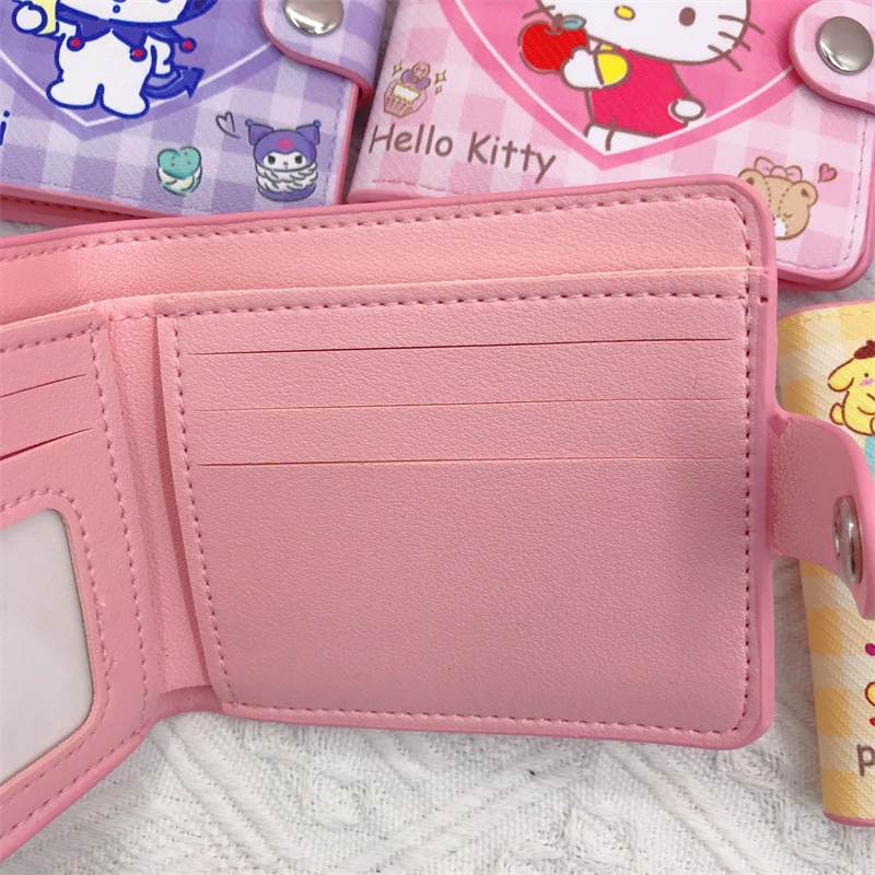Polyurethane short wallet, card holder, with buttons