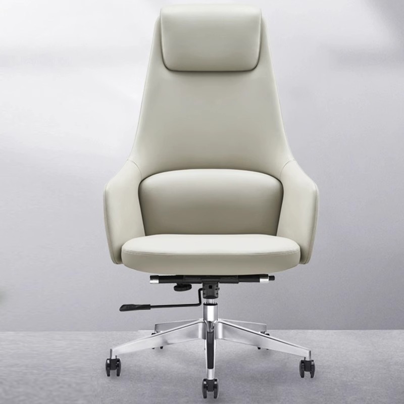 Silla reclinable de alta gama, silla de computadora de cuero, sala de estudio, silla de jefe de lujo ligero moderno, silla de recepción de oficina italiana, silla de recepción previa a la clase