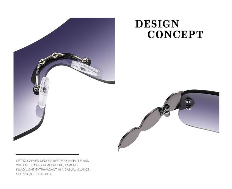 58g Weight Frameless Glasses Structure Sunglasses Classification PC, UV400 Protection Lens Material Square Glasses Style Holiday, Travel Occasion Solid Color Pattern Women's Gender Vintage Style, Classic Style Style Grey, Gold Color Vintage Style Classic Style Solid Color PC UV400 Protection Square Frameless Women's Sunglasses 1