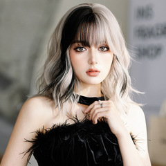 Manufacturer wholesale wig for women with short curly hair silver gray powder simulation full head wig internet celebrity live broadcast wig for women