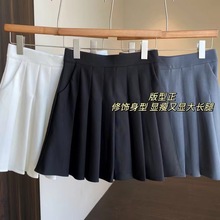 灰色半身裙女夏季百褶裙2024新款春秋高腰小个子a字短裙学生裙子