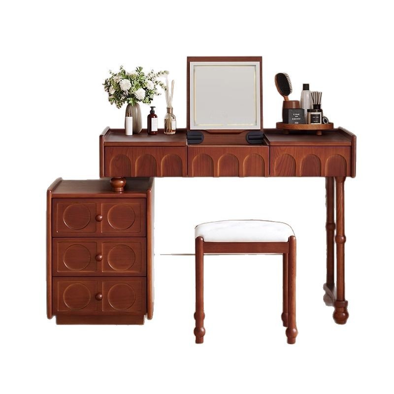 Tocador abatible Danfans Escritorio dos en uno de estilo antiguo francés Mesa de tocador Armario de almacenamiento