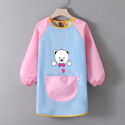 Children's Waterproof Coverall Jacket for Autumn and Winter, Studio Art Painting Printing Apron, Kindergarten School Eating Reverse Wear Coating