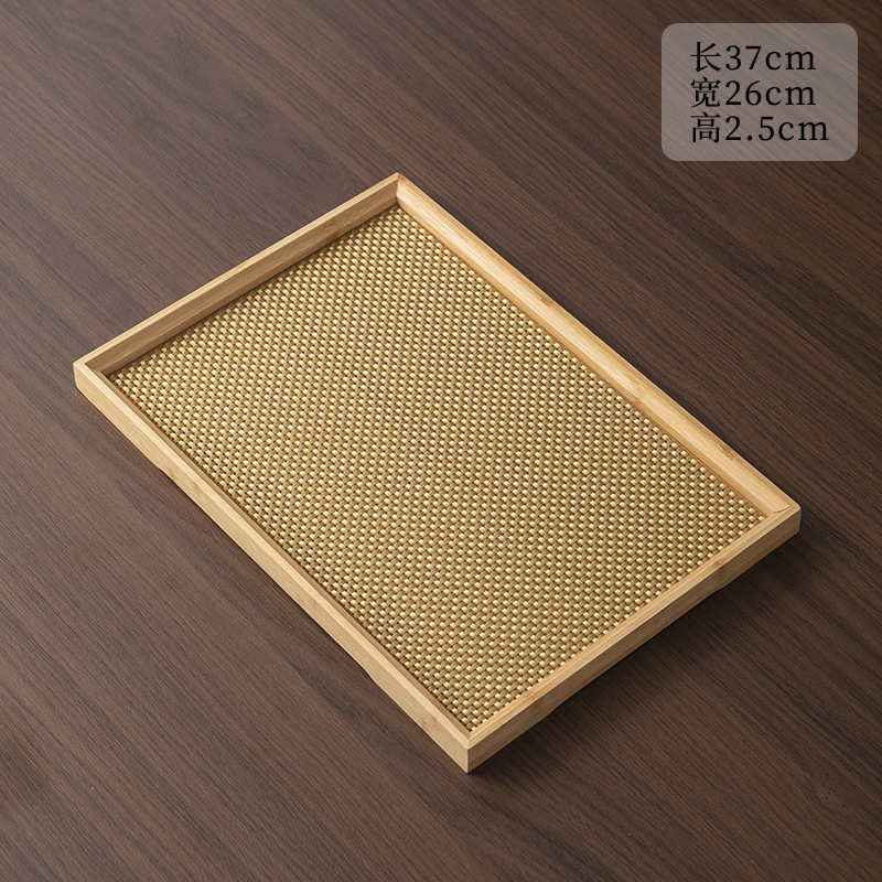 대나무색 직각접시 + 골드 플레이스매트 [37*26*2.5CM]