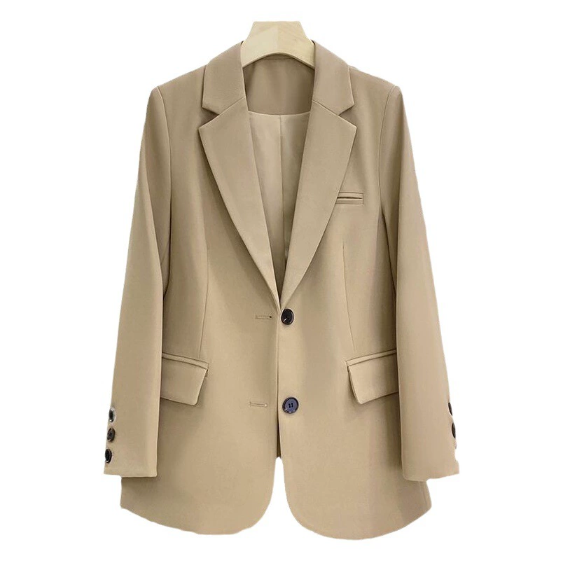 Черный маленький костюм, женская куртка 2025 года, осенний повседневный свободный корейский стиль, элегантная рабочая одежда, маленький пиджак