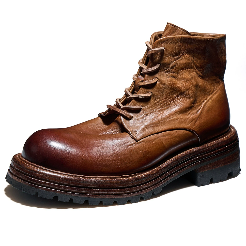 Мужские кожаные толстые сапоги из кожи лошади ретро коричневый британский дикий прилив осень и зима Martin сапоги высокие ботинки E246