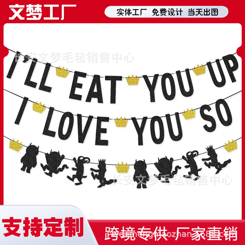 Wild Animal Flag Birthday Theme Party Wild Animal Flower Birthday Photo Props Decoration Banner Bunting