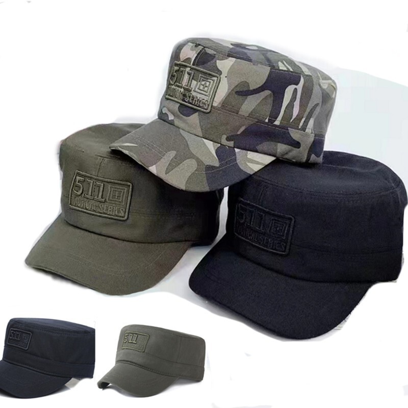 Spring and Autumn men's peaked cap twill embroidered Flat Top Hat sun-proof casual sun hat Spring and Autumn men's peaked cap twill embroidered Flat Top Hat sun-proof casual sun hat