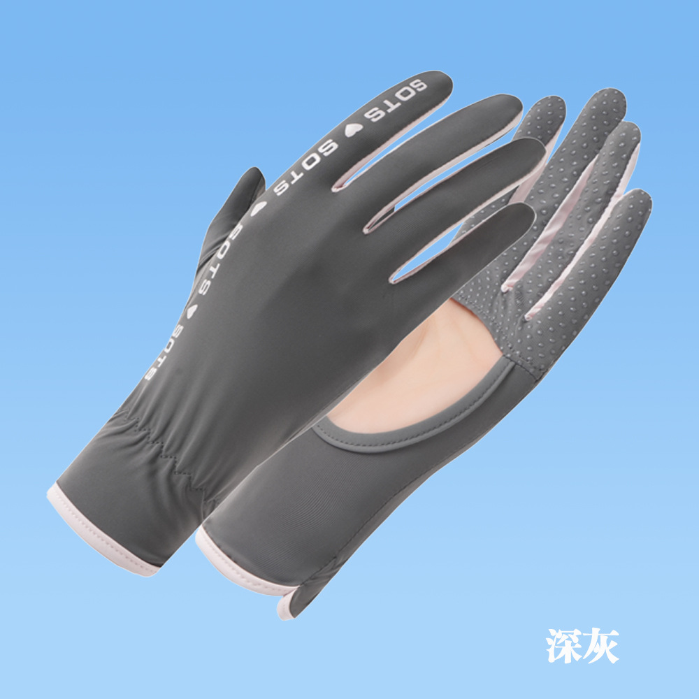 Guantes de protección solar para mujeres Protección UV al aire libre antideslizante verano conducción delgada equitación pantalla táctil hueca Guantes de seda de hielo