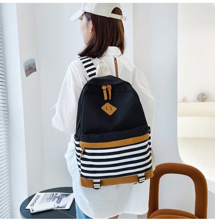 Stripes Large Capacity Fashion Canvas Backpack Wholesale Nihaojewelry display picture 18