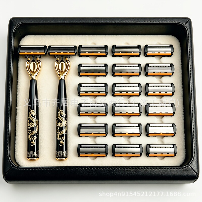 Manual Razor with Six-Layer Blades, Traditional Beard Razor, Men's Razor Handle, Shaving Razor, Wholesale