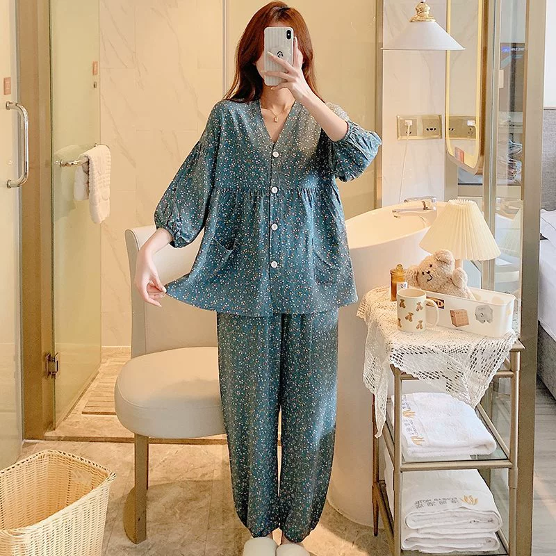 Autumn pijama, summer thin cardigan, set, plus size