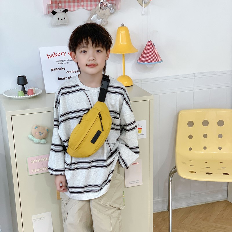 Bolsa de pecho coreana para niños y niñas, bolsas de pecho deportivas casuales, letras extranjeras, bolsas portátiles de gran capacidad para niños, bolsas de cintura de moda