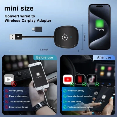 Android Auto Wireless Car — Simsiz CarPlay və Android Auto