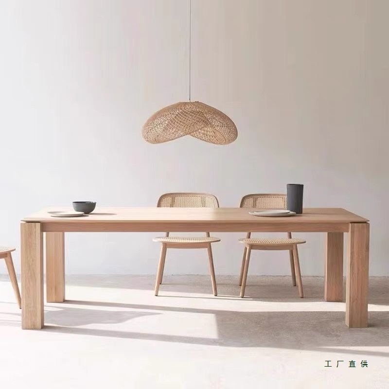 Nordic Solid Wood Dining Table Living Room Home Ash Rectangular Desk Simple Log Light Luxury Desk Work Table