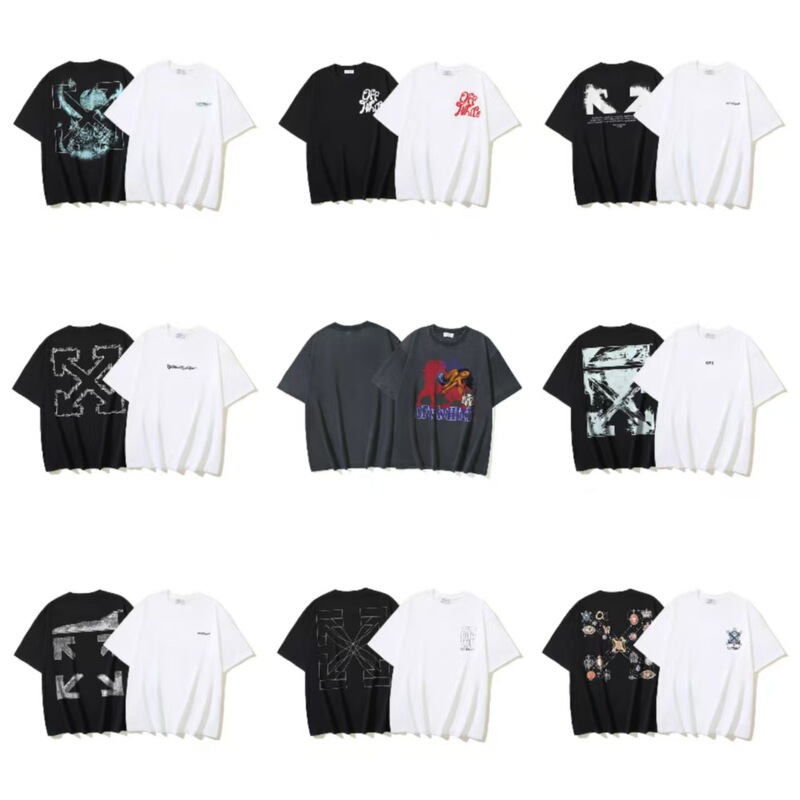 Cross-Border New Model Qw Arrow Print Youth Unisex Cotton Casual Loose Pullover Round Neck Short-Sleeve T-Shirt Wholesale