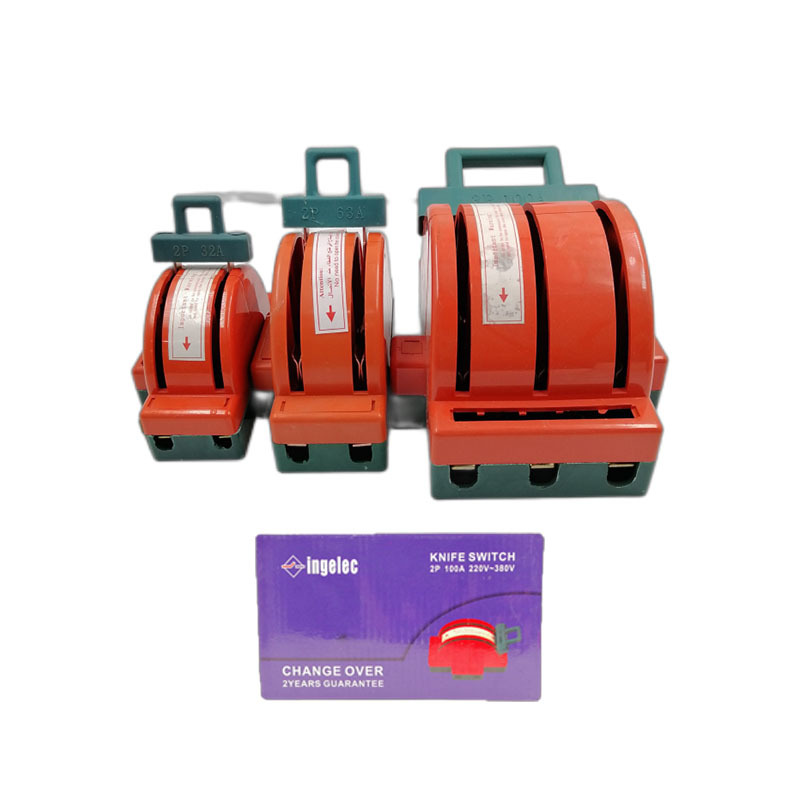ingelec闸刀开关2P100A绿底单投闸刀负荷开关电闸刀非洲铜铁家用