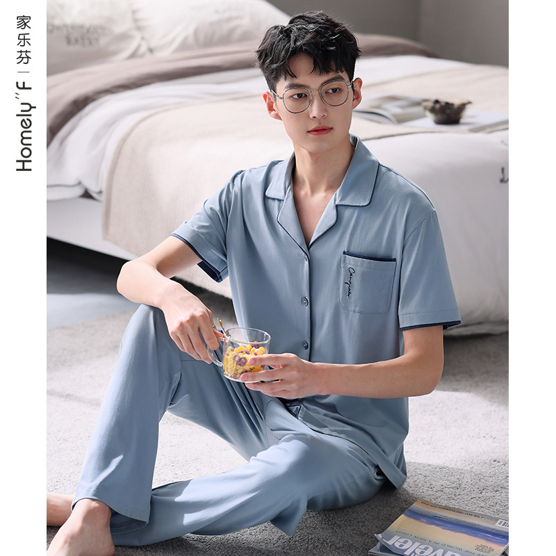 [Sensación suave] pijamas de verano para hombre 100% algodón pantalones de manga corta ropa para el hogar traje de verano para hombre