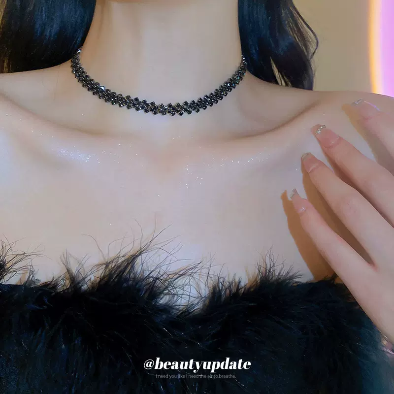 欧美满钻拼接项链choker项圈网红个性潮流颈链时尚小众设计感项饰