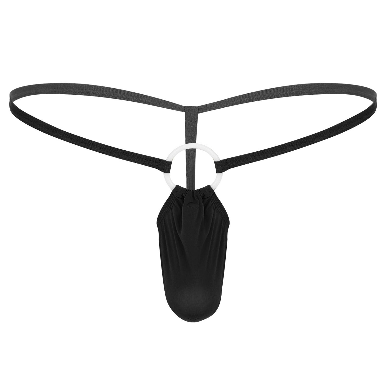 Men's thong low waist sexy thong convex U convex thin waist O-shaped JJ set plastic large circle Ice Silk men's T pants