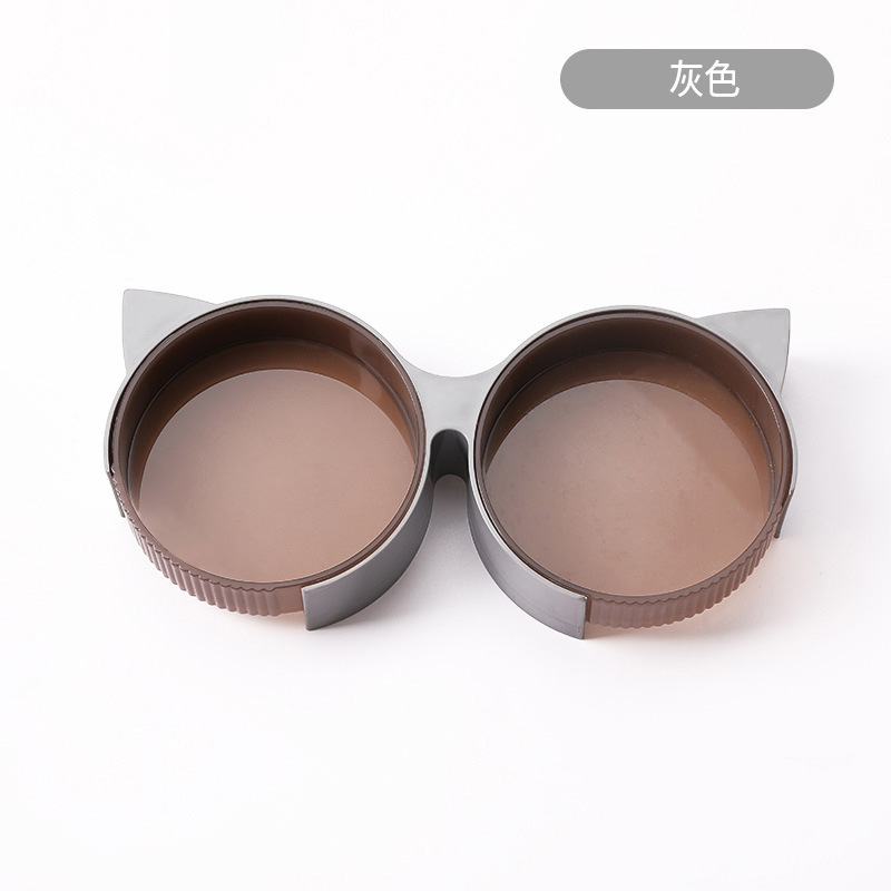 Tazón para gatos Tazón para mascotas Pipitao Gafas de orejas de gato originales Boca baja Tazón doble Beber agua Comer para evitar volcarse y fácil de limpiar