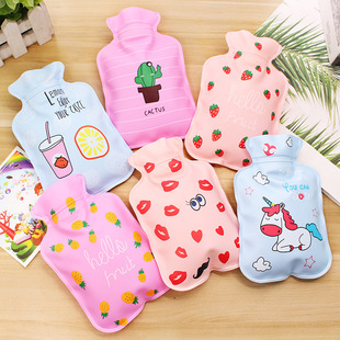 K-Style of Transparent Cartoon Hot Water Bottle, Pearlescent Cloth Water-Filled Explosion-Proof Small Student Hand Warmer Bag, Water-Filled Hot Water Bottle
