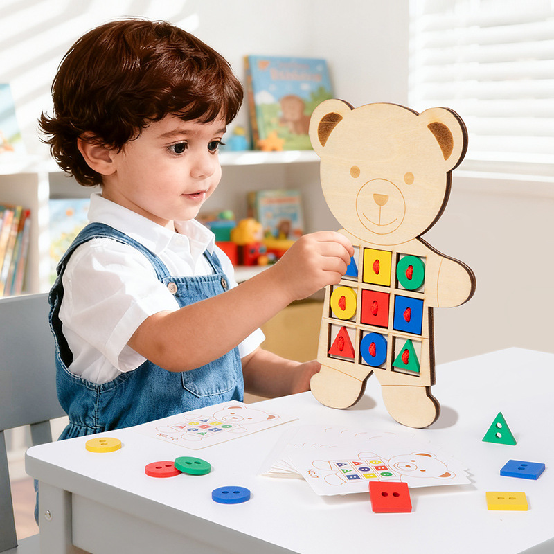 Cpc Cross-Border Kidsren's Bear Battle Shape Matching Game Early Education Educational Wooden Toy Manufacturer Wholesale Ce