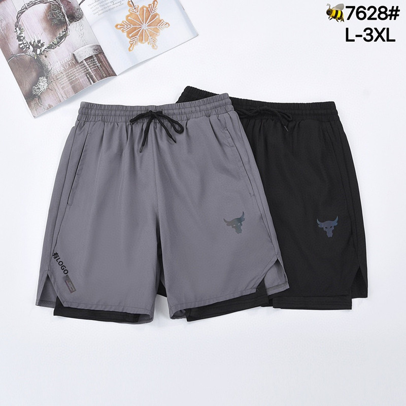 Summer Sports Shorts Quick-Drying Training Three-Point Anti-Exposure Pants Men's Running Swimming Track and Field Double-Layer Bull Head Fake Two-Piece Pants