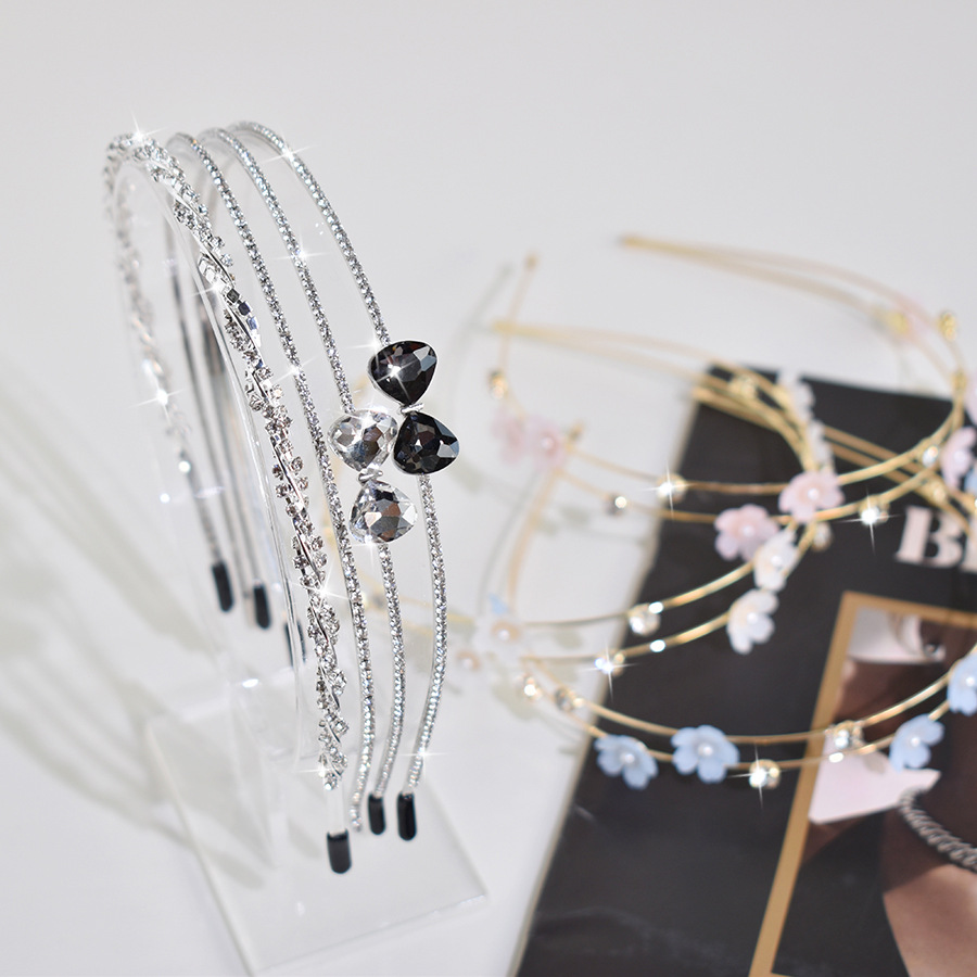 Cross-border Classic Very Fine Flash Diamond Zircon Headband Fine Simple Diamond Headband Fairy Elegant Hair Accessories All-match Headwear